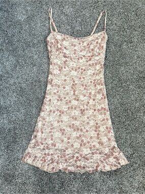Floral Lace Slip Dress in Blush Pink